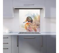 Warren Reed - Designer Premium Mallard Watercolour Kitchen Splashback 6mm Toughened Glass Kitchen Splashback - Heat Resistant Splashback for Kitchens, Perfect for Cookers and Hobs, Polished Edges