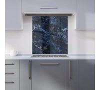 Warren Reed - Designer Premium Navy Blue Quartz Effect Kitchen Splashback 6mm Toughened Glass Kitchen Splashback - Heat Resistant Splashback for Kitchens, Perfect for Cookers and Hobs, Polished Edges
