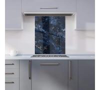 Warren Reed - Designer Premium Navy Blue Quartz Effect Kitchen Splashback 6mm Toughened Glass Kitchen Splashback - Heat Resistant Splashback for Kitchens, Perfect for Cookers and Hobs, Polished Edges