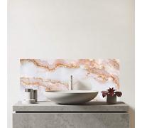 Warren Reed - Designer Premium Peach Quartz Effect Glass Bathroom Splashback 6mm Toughened Glass - Water-Resistant Wall Protector for Basins & Sinks, Polished Edges