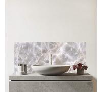 Warren Reed - Designer Premium Polished Grey Marble Effect Glass Bathroom Splashback 6mm Toughened Glass - Water-Resistant Wall Protector for Basins & Sinks, Polished Edges