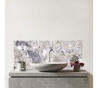 Warren Reed - Designer Premium Silver Quartz Effect Glass Bathroom Splashback 6mm Toughened Glass - Water-Resistant Wall Protector for Basins & Sinks, Polished Edges