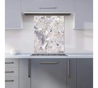 Warren Reed - Designer Premium Silver Quartz Effect Kitchen Splashback 6mm Toughened Glass Kitchen Splashback - Heat Resistant Splashback for Kitchens, Perfect for Cookers and Hobs, Polished Edges