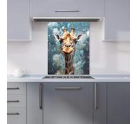 Warren Reed - Designer Premium Splashart Giraffe Face Kitchen Splashback 6mm Toughened Glass Kitchen Splashback - Heat Resistant Splashback for Kitchens, Perfect for Cookers and Hobs, Polished Edges