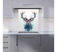 Warren Reed - Designer Premium Stag Face Splashart Kitchen Splashback 6mm Toughened Glass Kitchen Splashback - Heat Resistant Splashback for Kitchens, Perfect for Cookers and Hobs, Polished Edges