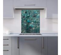 Warren Reed - Designer Premium Teal Quartz Effect Kitchen Splashback 6mm Toughened Glass Kitchen Splashback - Heat Resistant Splashback for Kitchens, Perfect for Cookers and Hobs, Polished Edges