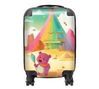 Warren Reed - Designer Purple Bear On A Beach Holiday Suitcase - Lightweight Hard Case, TSA Lock, 4 Spinner Wheels