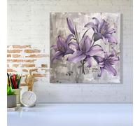 Warren Reed - Designer Purple Lilies In Bloom Canvas | Size: W16" x H16" Warren Reed - Designer Purple W16" x H16"