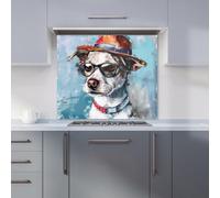 Warren Reed - Designer Quirky Pup With A Fedora Kitchen Splashback W900Mm X H750Mm, Multi
