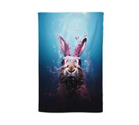Warren Reed - Designer Rabbit Face Splashart Tea Towel in Blue Warren Reed - Designer Blue
