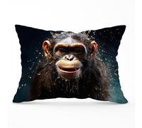 Warren Reed - Designer Realistic Monkey Face Splashart Cushions in Black | Size: 33 cm x 48 cm Warren Reed - Designer Black 33 cm x 48 cm