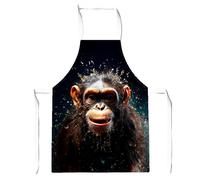 Warren Reed - Designer Realistic Monkey Face Splashart Junior Apron in Black Warren Reed - Designer Black