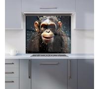 Warren Reed - Designer Realistic Monkey Face Splashart Kitchen Splashback in Black | Size: 600mm x 650mm Warren Reed - Designer Black 600mm x 650mm