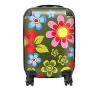Red And Blue Flowers Suitcase Warren Reed - Designer Green Small