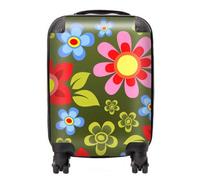 Warren Reed - Designer Red & Blue Flowers Suitcase in Green | Size: Small Warren Reed - Designer Green Small
