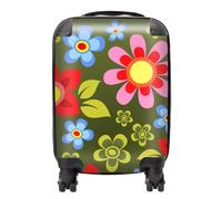 Warren Reed - Designer Red & Blue Flowers Suitcase in Green | Size: Small Warren Reed - Designer Green Small