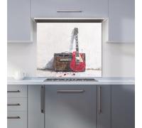 Warren Reed - Designer Red Guitar Echoes Of Rock Kitchen Splashback W700Mm X H650Mm, Multi