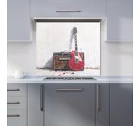 Warren Reed - Designer Red Guitar Echoes Of Rock Kitchen Splashback W600Mm X H650Mm, Multi