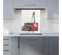 Warren Reed - Designer Red Guitar: Echoes of Rock Kitchen Splashback - W595mm x H745mm