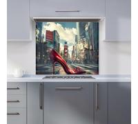 Warren Reed - Designer Red Stiletto in Urban Crosswalk Kitchen Splashback | Size: 600mm x 750mm Warren Reed - Designer Multicolor 600mm x 750mm