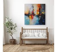 Warren Reed - Designer Reflective Splendour: City In Abstract Canvas | Size: W30" x H30" Warren Reed - Designer Multicolor W30" x H30"