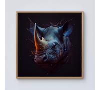 Warren Reed - Designer Rhino Face Splashart Framed Canvas in Light Brown | Size: W30" x H30" Warren Reed - Designer Light Brown W30" x H30"