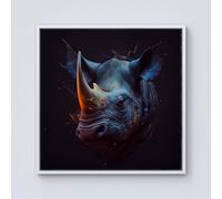Warren Reed - Designer Rhino Face Splashart Framed Canvas in Off-White | Size: W30" x H30" Warren Reed - Designer Off-White W30" x H30"