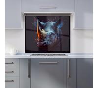 Warren Reed - Designer Rhino Face Splashart Kitchen Splashback in Grey | Size: 600mm x 750mm Warren Reed - Designer Grey 600mm x 750mm