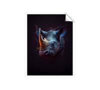 Warren Reed - Designer Rhino Face Splashart Unframed Art Print | Size: W24" x H36" Warren Reed - Designer Multicolor W24" x H36"