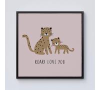 Warren Reed - Designer Roar Love You Framed Canvas in Black | Size: W30" x H30" Warren Reed - Designer Black W30" x H30"
