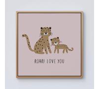 Warren Reed - Designer Roar Love You Framed Canvas in Light Brown | Size: w40 inch x h40 inch Warren Reed - Designer Light Brown w40 inch x h40 inch