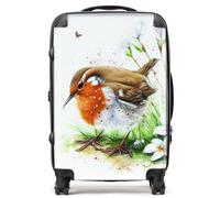 Warren Reed - Designer Robin And Daisies Watercolour Suitcase Medium, Multi