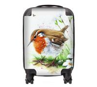 Warren Reed - Designer Robin And Daisies Watercolour Suitcase Small, Multi