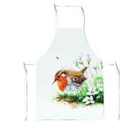 Warren Reed - Designer Robin & Daisies Watercolour Junior Apron in Brown Warren Reed - Designer Brown