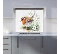 Warren Reed - Designer Robin And Daisies Watercolour Kitchen Splashback W700Mm X H650Mm, Multi