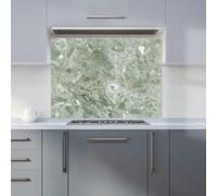 Premium Polished Sage Green Quartz Effect Kitchen Splashback 6mm Toughened Glass Kitchen Splashback - Heat Resistant Splashback for Kitchens, Perfect for Cookers and Hobs, Polished Edges