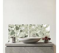 Warren Reed - Designer Sage Green & White Quartz Effect Glass Bathroom Splashback in Pink Warren Reed - Designer Pink