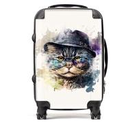 Warren Reed - Designer Selkirk Rex Cat Splashart Suitcase - Lightweight Hard Case, TSA Lock, 4 Spinner Wheels