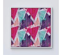 Warren Reed - Designer Shabby Geometric Pattern Framed Canvas in Off-White | Size: w10 inch x h10 inch Warren Reed - Designer Off-White w10 inch x h10 inch