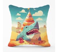 Warren Reed Designer Shark On A Beach Holiday Outdoor Cushion 45Cm X 45Cm