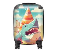 Warren Reed - Designer Shark On A Beach Holiday Suitcase - Lightweight Hard Case, TSA Lock, 4 Spinner Wheels