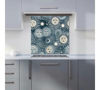 Warren Reed - Designer Silver Blue Moon and Stars Kitchen Splashback - W600mm x H600mm