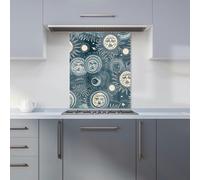 Warren Reed - Designer Silver Blue Moon and Stars Kitchen Splashback - W600mm x H750mm
