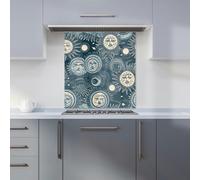 Warren Reed - Designer Silver Blue Moon and Stars Kitchen Splashback - W700mm x H750mm