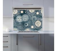 Warren Reed - Designer Silver Blue Moon and Stars Kitchen Splashback - W900mm x H650mm