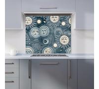 Warren Reed - Designer Silver Blue Moon & Stars Kitchen Splashback | Size: 900mm x 750mm Warren Reed - Designer Blue 900mm x 750mm