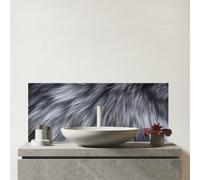 Warren Reed - Designer Silver Fox Fur Print Glass Bathroom Splashback in Grey Warren Reed - Designer Grey