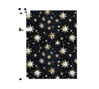 Warren Reed - Designer Silver Gold Snowflake Pattern Jigsaw Puzzle in Blue | Size: 500 Piece Warren Reed - Designer Blue 500 Piece