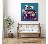 Warren Reed - Designer Skeletons At The Cinema Canvas | Size: W30" x H30" Warren Reed - Designer Multicolor W30" x H30"