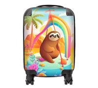 Warren Reed - Designer Sloth On A Beach Holiday Suitcase Small, Multi